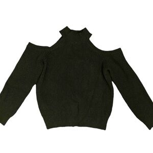 ASTR the label Women’s Black Ribbed Mock Turtleneck Cold Shoulder Sweater